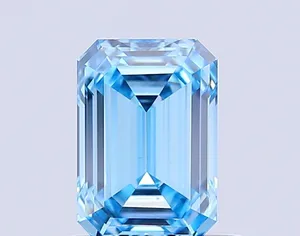 1.03ct EMERALD Fancy Vivid Blue VVS2 Coloured Lab diamond