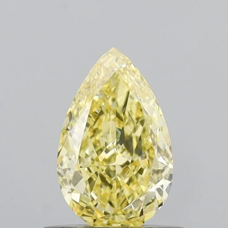 0.62ct PEAR Fancy Intense Yellow VVS2 Coloured Lab diamond