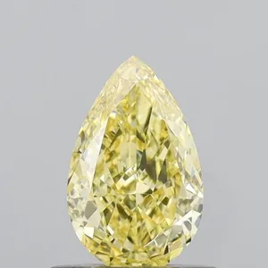 0.62ct PEAR Fancy Intense Yellow VVS2 Coloured Lab diamond