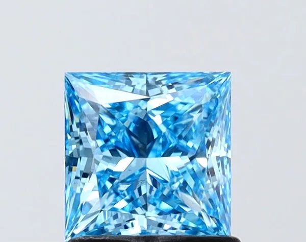 1.1ct PRINCESS Fancy Vivid Blue VS1 Coloured Lab diamond