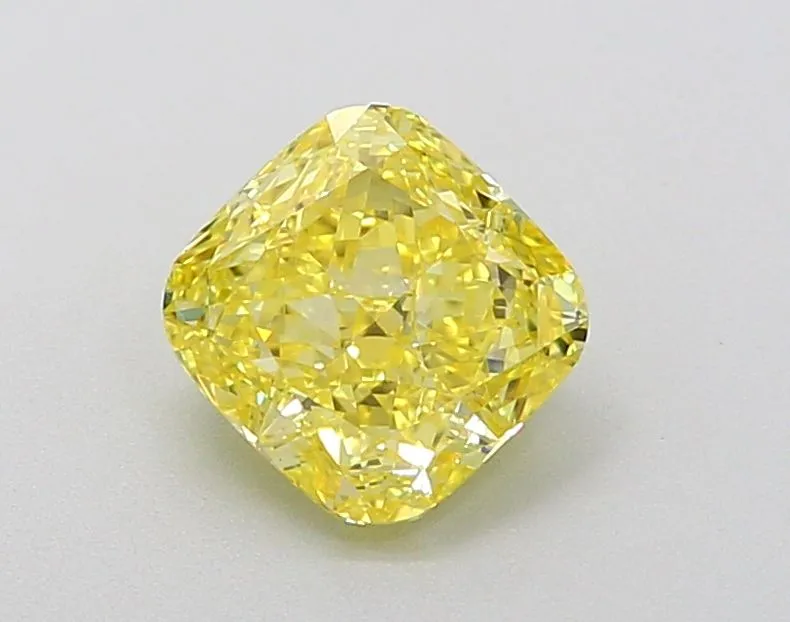 1.07ct CUSHION Fancy Vivid Yellow VVS2 Coloured Lab diamond