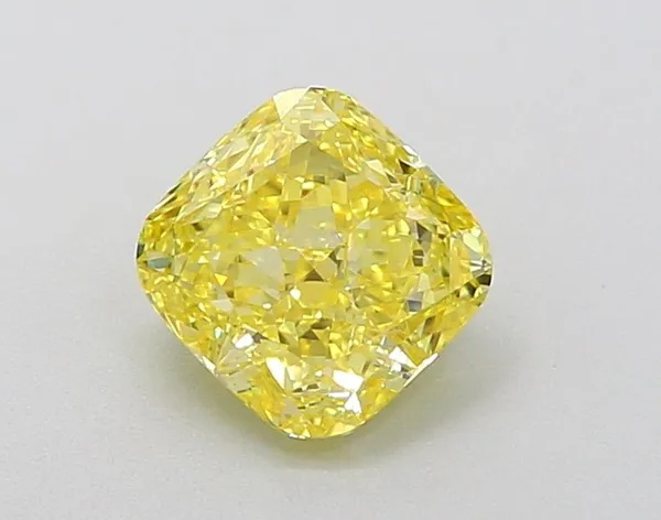 1.07ct CUSHION Fancy Vivid Yellow VVS2 Coloured Lab diamond