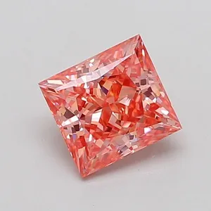 1.67ct PRINCESS Fancy Vivid Orangey Pink VVS2 Coloured Lab diamond
