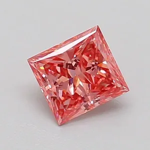 0.58ct PRINCESS Fancy Vivid Pink VVS2 Coloured Lab diamond