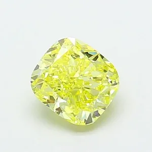 0.89ct CUSHION Fancy Intense Yellow VVS2 Coloured Lab diamond