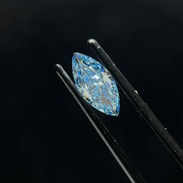 0.95ct MARQUISE Fancy Vivid Blue VVS2 Coloured Lab diamond