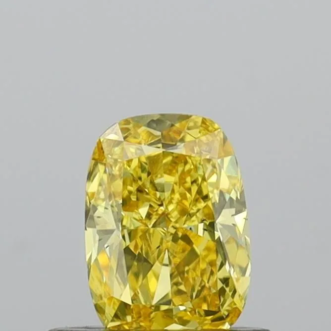 0.50ct CUSHION Fancy Vivid Yellow VS2 Coloured Lab diamond