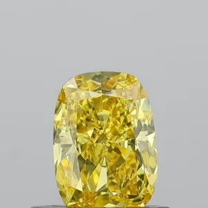 0.5ct CUSHION Fancy Vivid Yellow VS2 Coloured Lab diamond