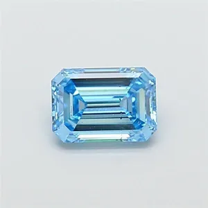 1.5ct EMERALD Fancy Vivid Blue SI1 Coloured Lab diamond