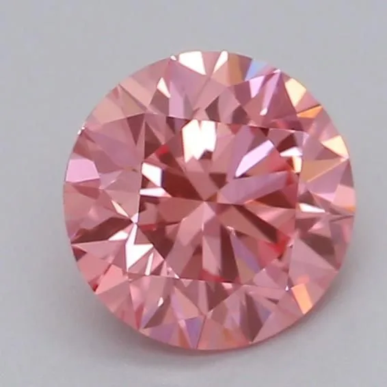 0.53ct ROUND Fancy Vivid Pink VVS2 Coloured Lab diamond