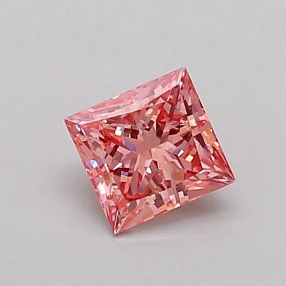 0.44ct PRINCESS Fancy Vivid Pink VS2 Coloured Lab diamond