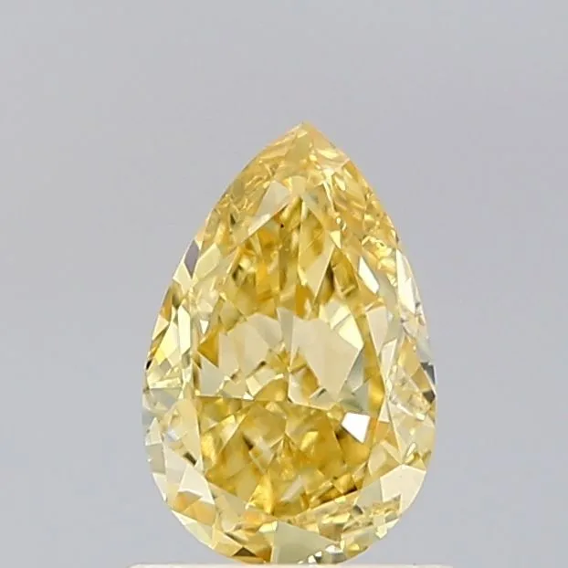 0.81ct PEAR Fancy Vivid Yellow VS1 Coloured Lab diamond