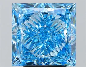 3.83ct PRINCESS Fancy Vivid Blue SI2 Coloured Lab diamond