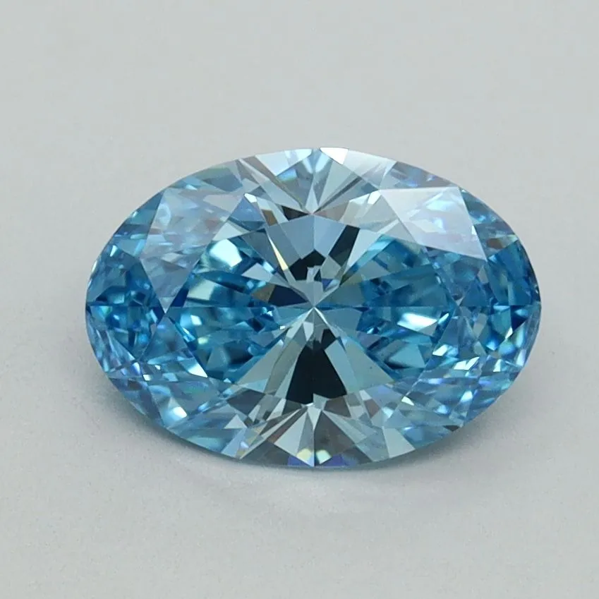 1.18ct OVAL Fancy Vivid Blue VS1 Coloured Lab diamond