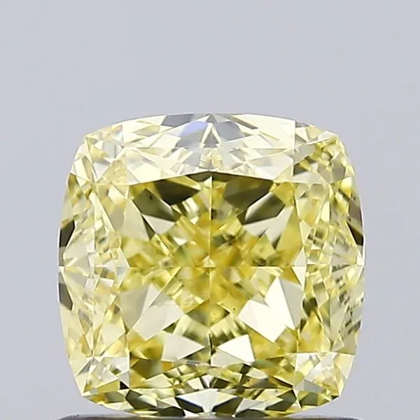 1.02ct CUSHION Fancy Intense Yellow VS1 Coloured Lab diamond