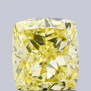 1.01ct CUSHION Fancy Intense Yellow VS1 Coloured Lab diamond