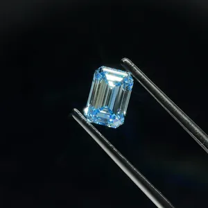 1.37ct EMERALD Fancy Vivid Blue VS1 Coloured Lab diamond