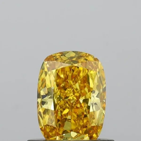 0.63ct CUSHION Fancy Vivid Yellow VVS2 Coloured Lab diamond