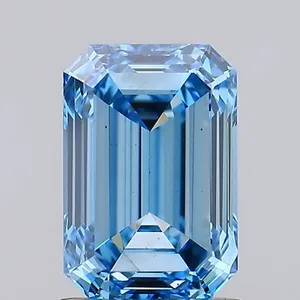 1.49ct EMERALD Fancy Vivid Blue VS1 Coloured Lab diamond