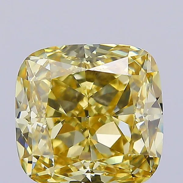 1.03ct CUSHION Fancy Vivid Yellow VS1 Coloured Lab diamond