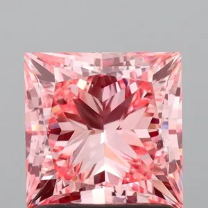 1.52ct PRINCESS Fancy Vivid Pink VS1 Coloured Lab diamond