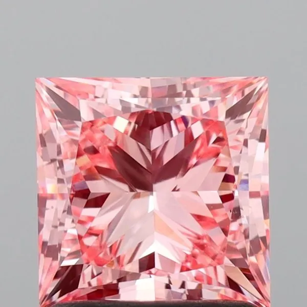 1.52ct PRINCESS Fancy Vivid Pink VS1 Coloured Lab diamond