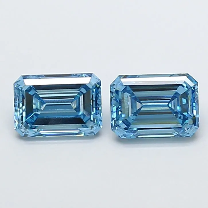 1.70ct EMERALD Fancy Vivid Blue VVS2 Coloured Lab diamond