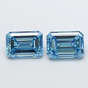 1.7ct EMERALD Fancy Vivid Blue VVS2 Coloured Lab diamond