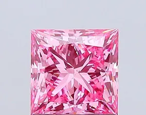 1.38ct PRINCESS Fancy Vivid Pink VS1 Coloured Lab diamond