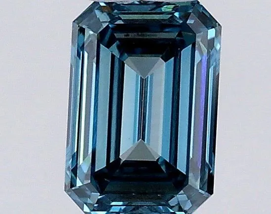 0.53ct EMERALD Fancy Vivid Blue VS1 Coloured Lab diamond