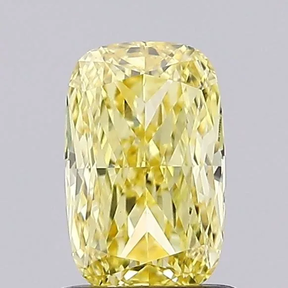 1.00ct CUSHION Fancy Intense Yellow VVS2 Coloured Lab diamond
