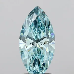 1.24ct MARQUISE Fancy Vivid Greenish Blue VVS2 Coloured Lab diamond