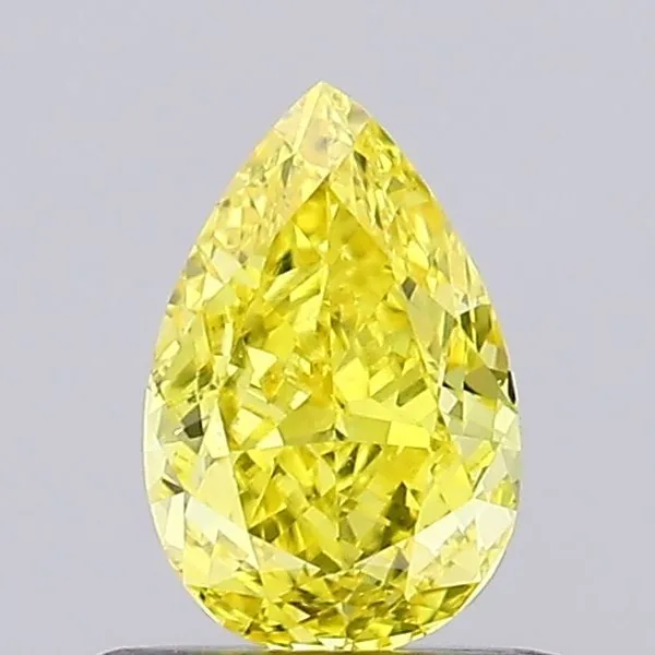 0.61ct PEAR Fancy Vivid Yellow VS1 Coloured Lab diamond