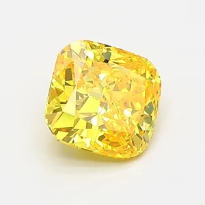 0.79ct CUSHION Fancy Vivid Yellow VVS2 Coloured Lab diamond