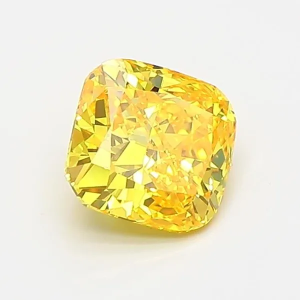 0.79ct CUSHION Fancy Vivid Yellow VVS2 Coloured Lab diamond
