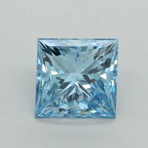 1.6ct PRINCESS Fancy Vivid Blue VS2 Coloured Lab diamond
