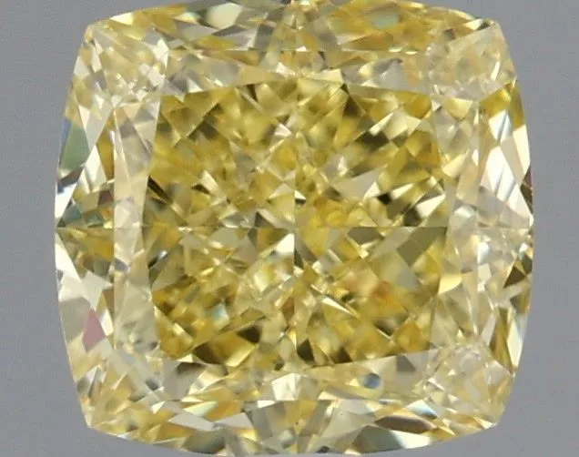 1.09ct CUSHION Fancy Intense Yellow VVS2 Coloured Lab diamond