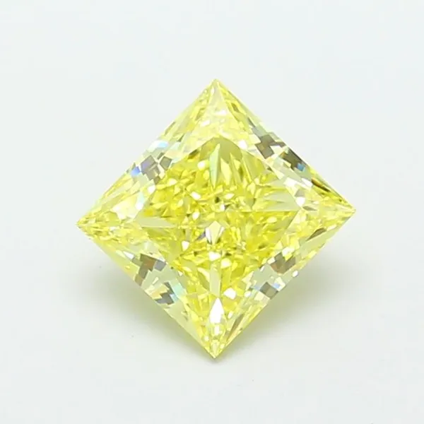 2.32ct PRINCESS Fancy Intense Yellow VVS2 Coloured Lab diamond