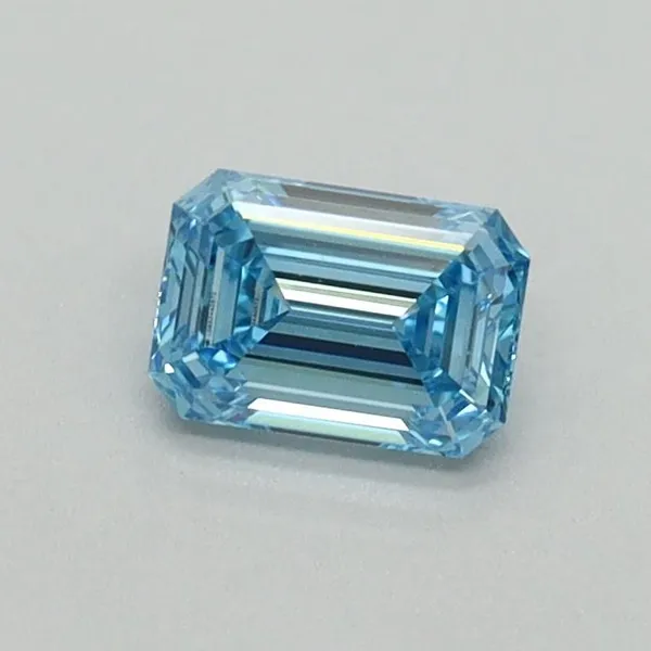 0.42ct EMERALD Fancy Vivid Blue VVS2 Coloured Lab diamond