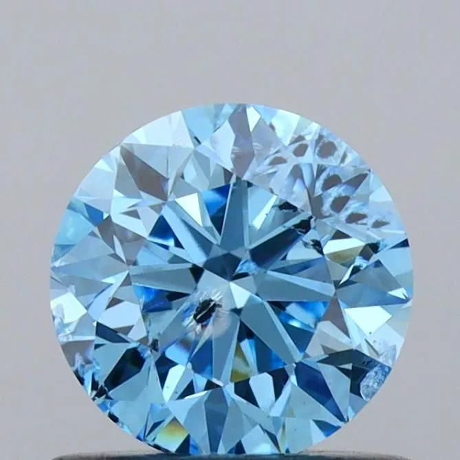 0.73ct ROUND Fancy Vivid Blue I1 Coloured Lab diamond