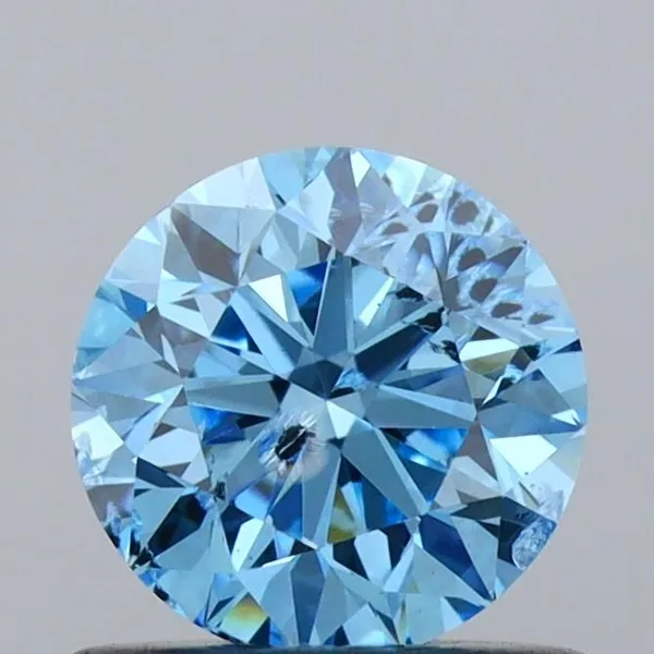 0.73ct ROUND Fancy Vivid Blue I1 Coloured Lab diamond