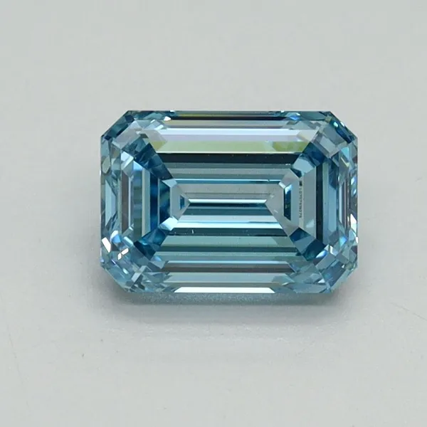 1.06ct EMERALD Fancy Vivid Blue VVS2 Coloured Lab diamond