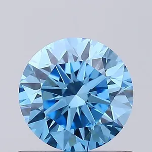 0.62ct ROUND Fancy Vivid Blue VVS2 Coloured Lab diamond