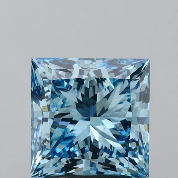2.69ct PRINCESS Fancy Vivid Blue VS2 Coloured Lab diamond