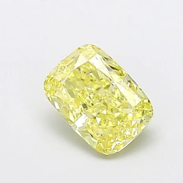 1.4ct CUSHION Fancy Intense Yellow VS2 Coloured Lab diamond