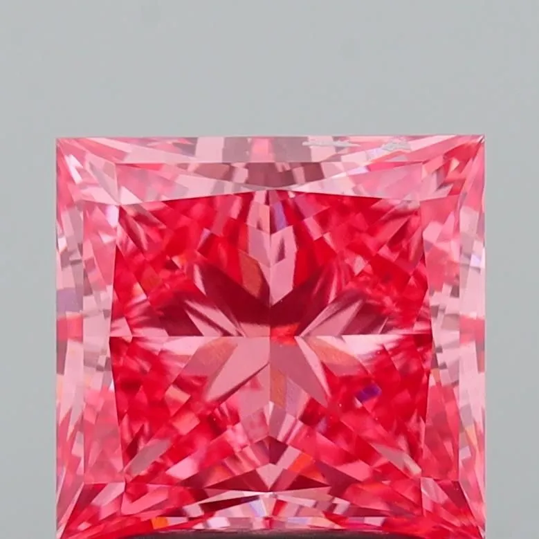 2.03ct PRINCESS Fancy Vivid Pink VS1 Coloured Lab diamond