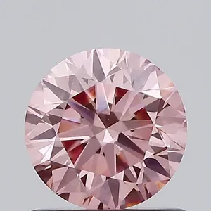 0.77ct ROUND Fancy Vivid Pink VVS2 Coloured Lab diamond