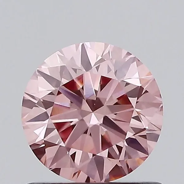 0.77ct ROUND Fancy Vivid Pink VVS2 Coloured Lab diamond