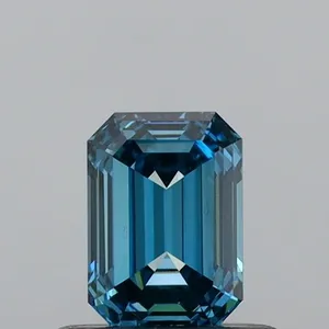 0.55ct EMERALD Fancy Vivid Blue VVS1 Coloured Lab diamond