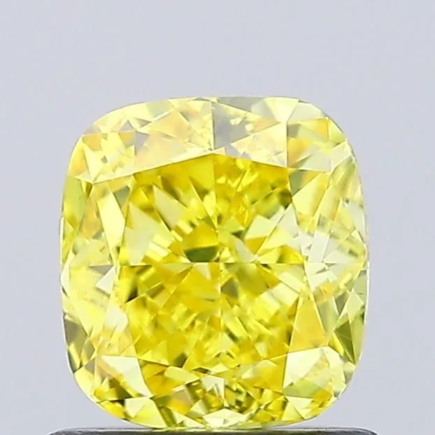 0.90ct CUSHION Fancy Vivid Yellow VS1 Coloured Lab diamond